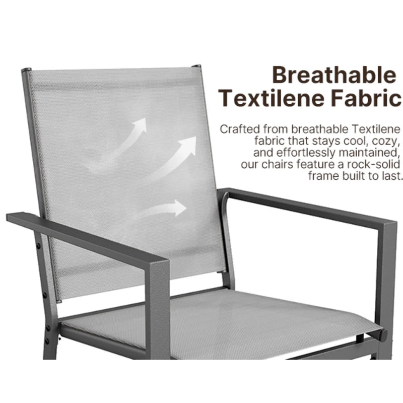 Transform Your Outdoor Space with the 7-Piece Gray Patio Dining Set - Includes 6 Stylish Textilene Chairs and a Durable Metal Table!