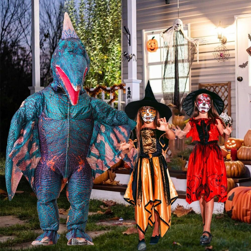 Dinosaur Inflatable Costume Adult Dino Pterodactyl Costume Suit Blow up Dinosaur Costume for Halloween Cosplay Party