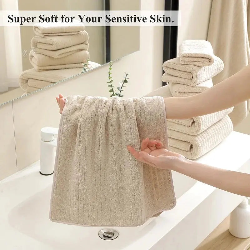 12 Piece Camel Bath Towel Set for Bathroom-4 Bath Towels,4 Hand Towels,4 Washcloths Soft and Plush Highly Absorbent Towel for Hotel & Spa