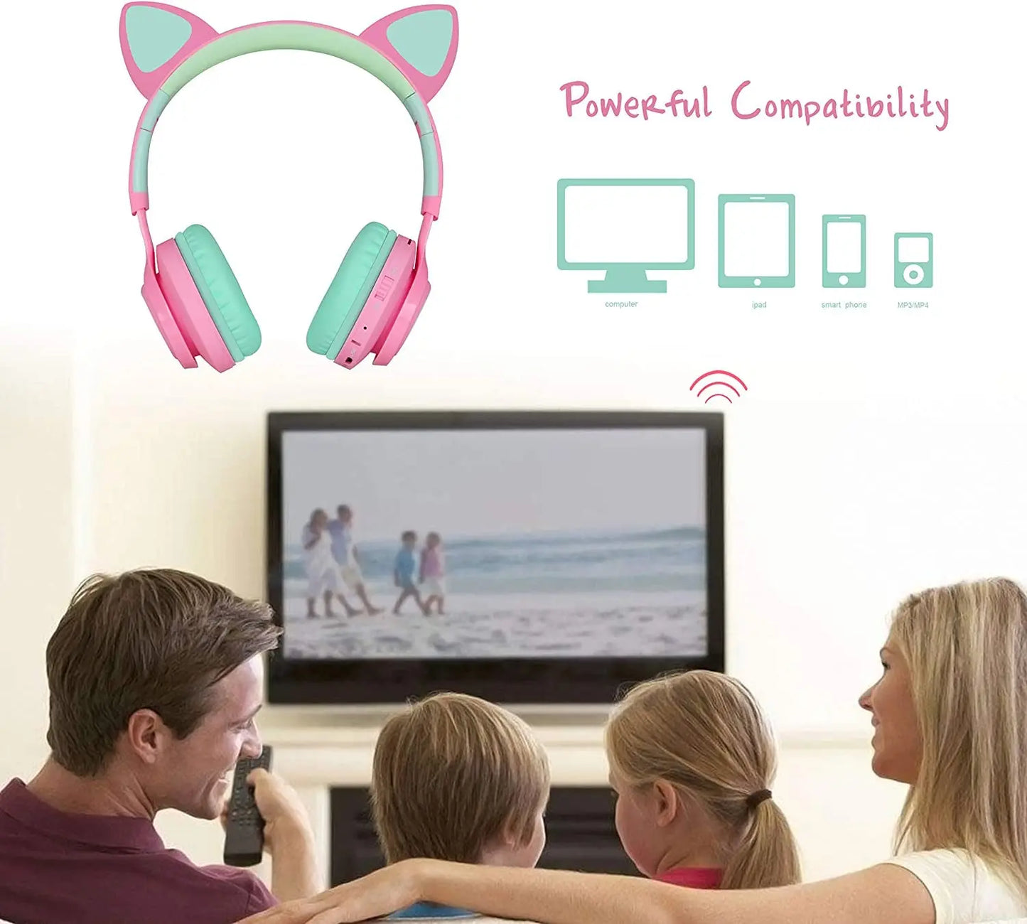 CT-7 Cat Ear Bluetooth Headphones: The Purr-fect Party Animal with LED Lights for Ultimate Fun!