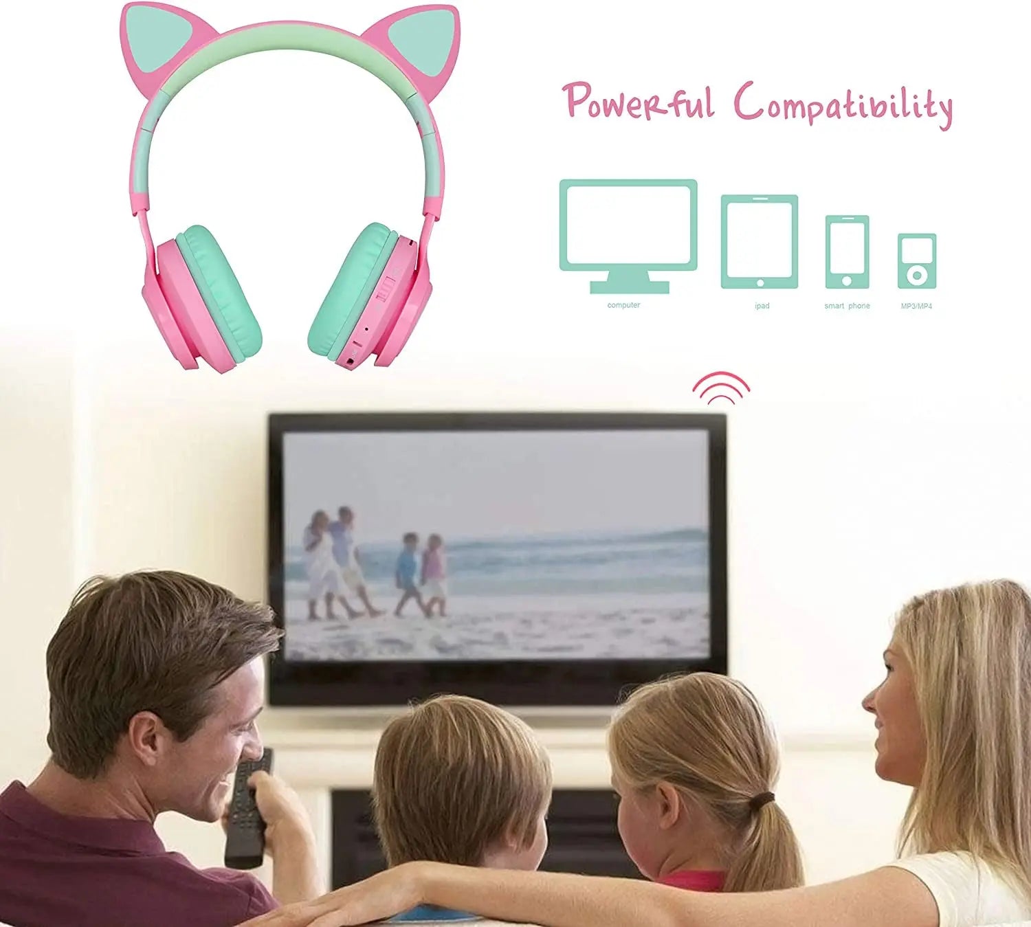 CT-7 Cat Ear Bluetooth Headphones: The Purr-fect Party Animal with LED Lights for Ultimate Fun!