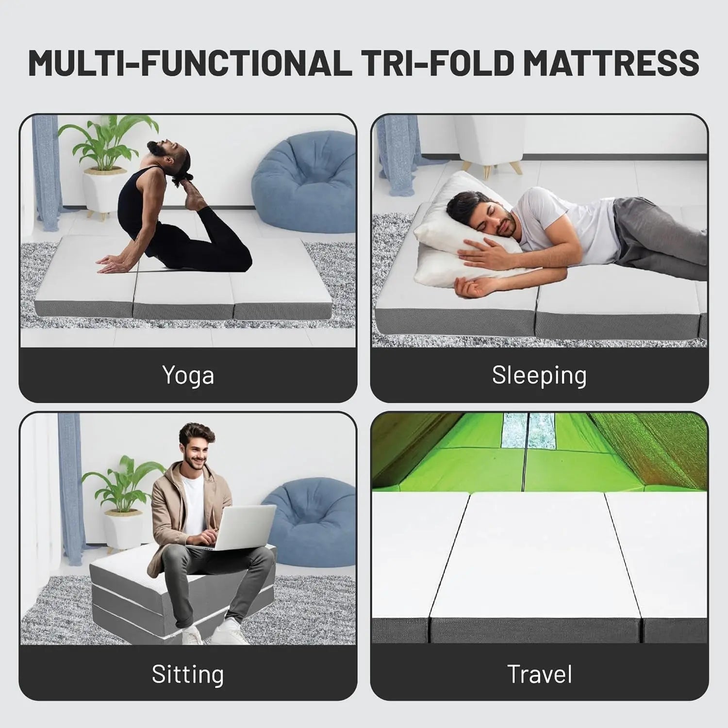 Gel Memory Foam Mattress, Cot Pad, Guest Bed, Portable Floor Mattress, Breathable Mesh Sides with Ultra Soft, Removable and Washable Cover