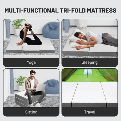 Gel Memory Foam Mattress, Cot Pad, Guest Bed, Portable Floor Mattress, Breathable Mesh Sides with Ultra Soft, Removable and Washable Cover