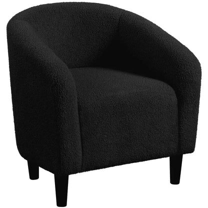Upholstered Boucle Club Chair Accent Barrel Chair, Black
