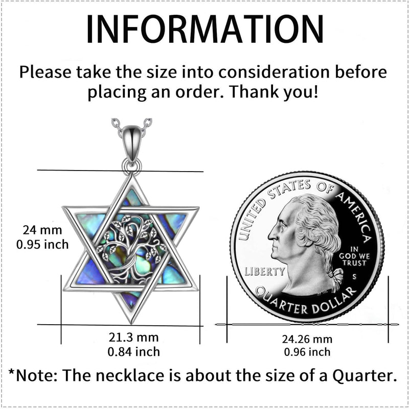 Rock Your Roots with the Star of David Necklace: A Shiny Abalone Shell Tree of Life for All the Cool Cats!