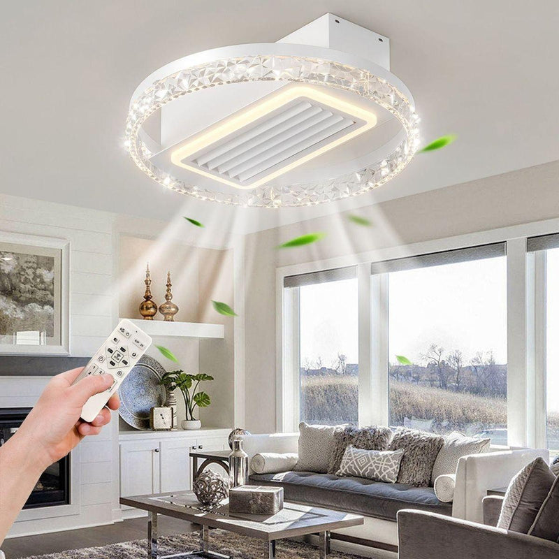 20inch Modern Leafless Ceiling Fan with Remote Control Removable and Washable, Reversible Motor Streamdale Furniture