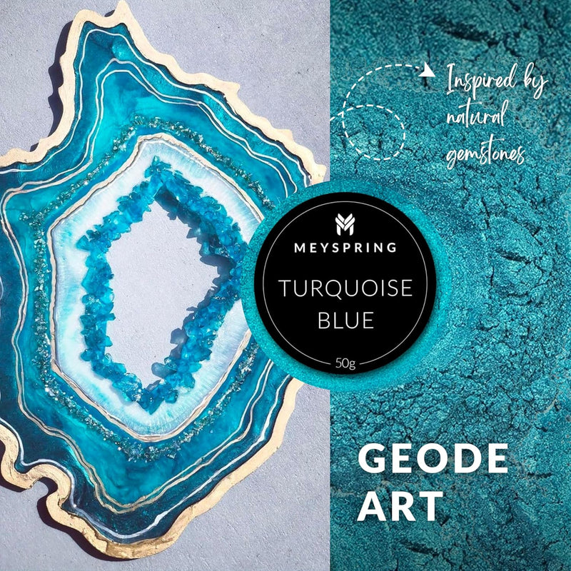 Transform Your Creations with Stunning Turquoise Blue Mica Powder! 🌊✨ Perfect for Resin Art, River Tables, and More! #Crafting #EpoxyResin #MicaPowder
