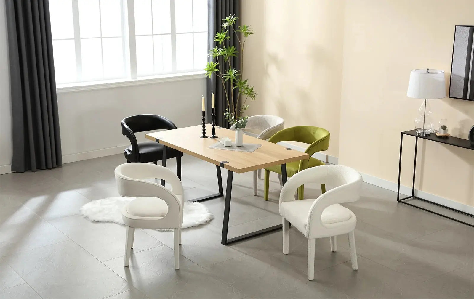 Modern Dining Chairs Set of 2, PU Upholstered Barrel Kitchen Chairs with Open Back, Lovely Dresser Chair, Comfy Dining Side Chairs for Dining Room Bedroom Living Room, Black