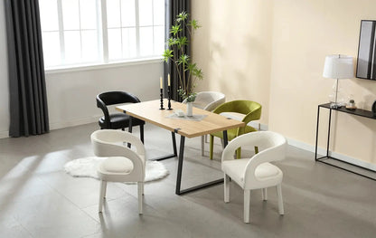 Modern Dining Chairs Set of 2, PU Upholstered Barrel Kitchen Chairs with Open Back, Lovely Dresser Chair, Comfy Dining Side Chairs for Dining Room Bedroom Living Room, Black