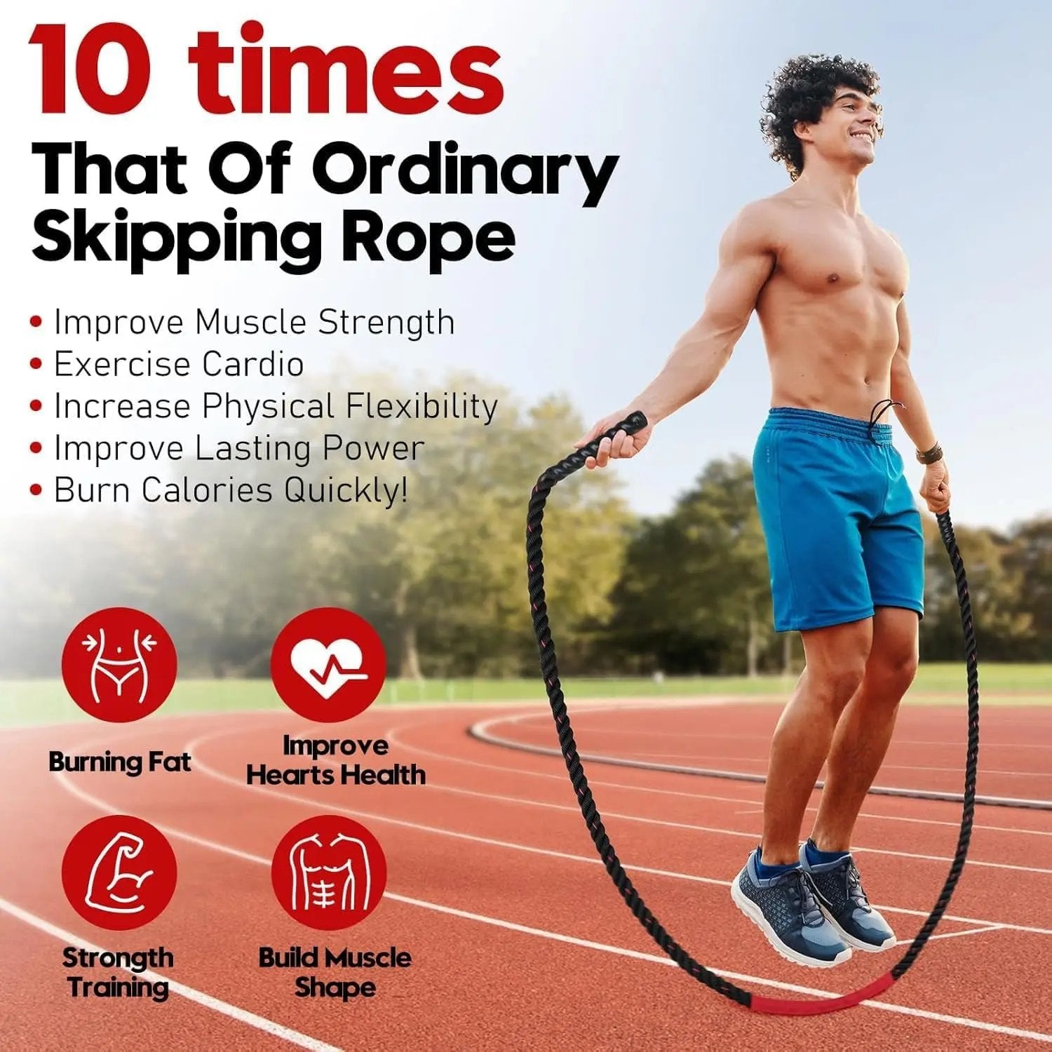 Ultimate Weighted Jump Rope for Men & Women - 3Lb, 4Lb, 5Lb Heavy Skipping Rope for Strength, Muscle Building & Home Gym Fitness