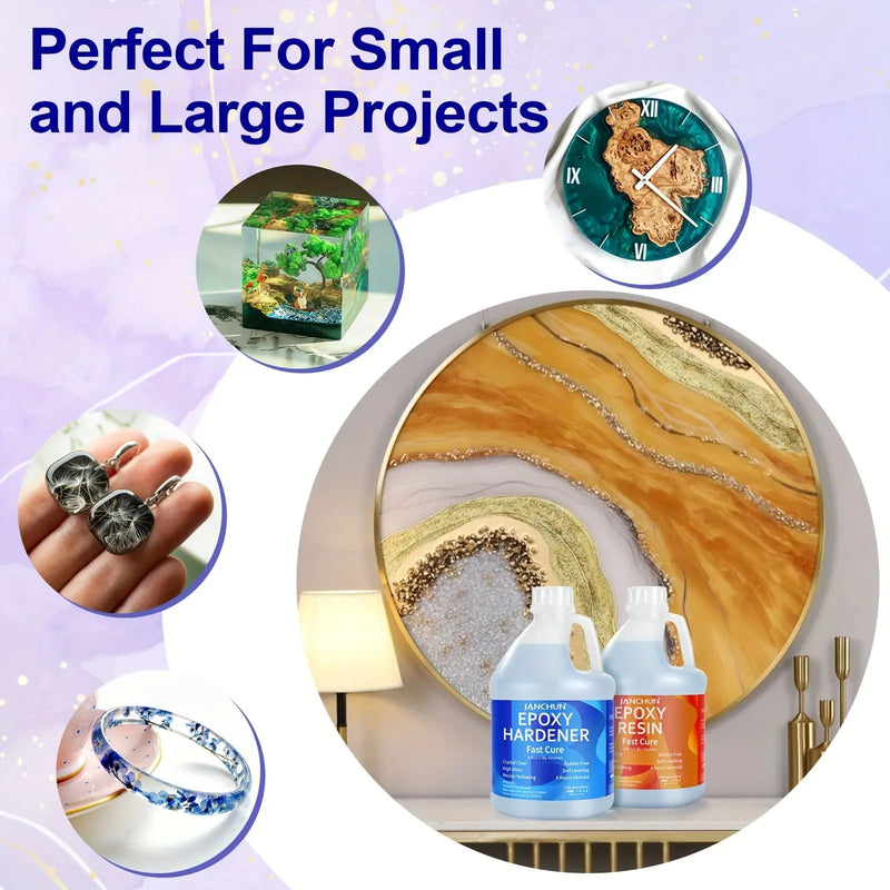 JANCHUN 1 Gallon Super Clear Epoxy Resin Kit No Bubble High Gloss for Art Resin Fast Cure Resin Epoxy for Jewelry Making  River Table Tops DIY Tumblers Molds Art Wood Painting Our3Designs