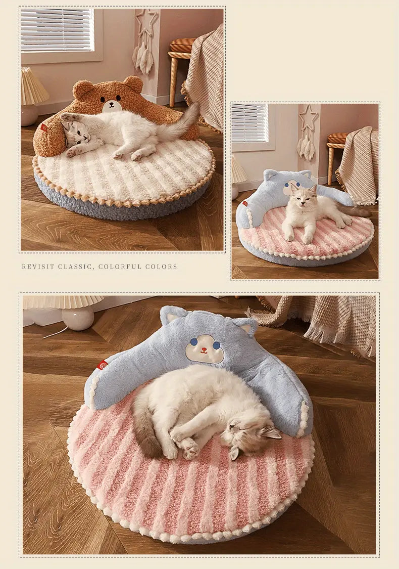 Soft And Durable Round Cat Bed - Removable Pet Mat And Mattress For Small Dogs And Cats - Plush Fabric - Indoor & Outdoor Use - For Pet Owners - Perfect Gift for Pet Lovers Our3Designs