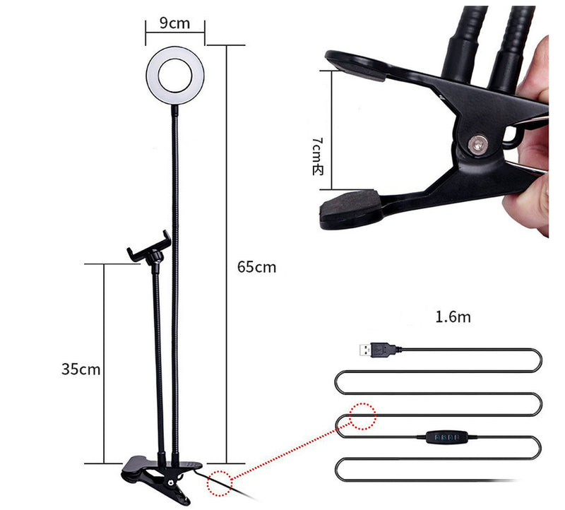 Glow Up Your Selfies! 🌟 Adjustable LED Ring Light for Flawless Makeup & Live Streams - Perfect 8Cm Stand! 💄✨