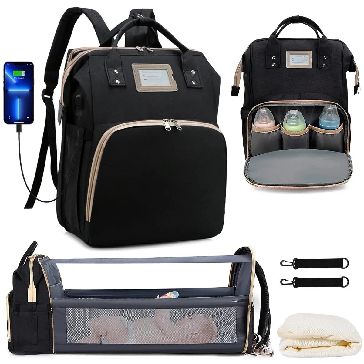 Stylish Pink Diaper Bag Backpack - Multifunctional Baby Changing Bag with Insulated Pockets and Stroller Straps for Ultimate Convenience