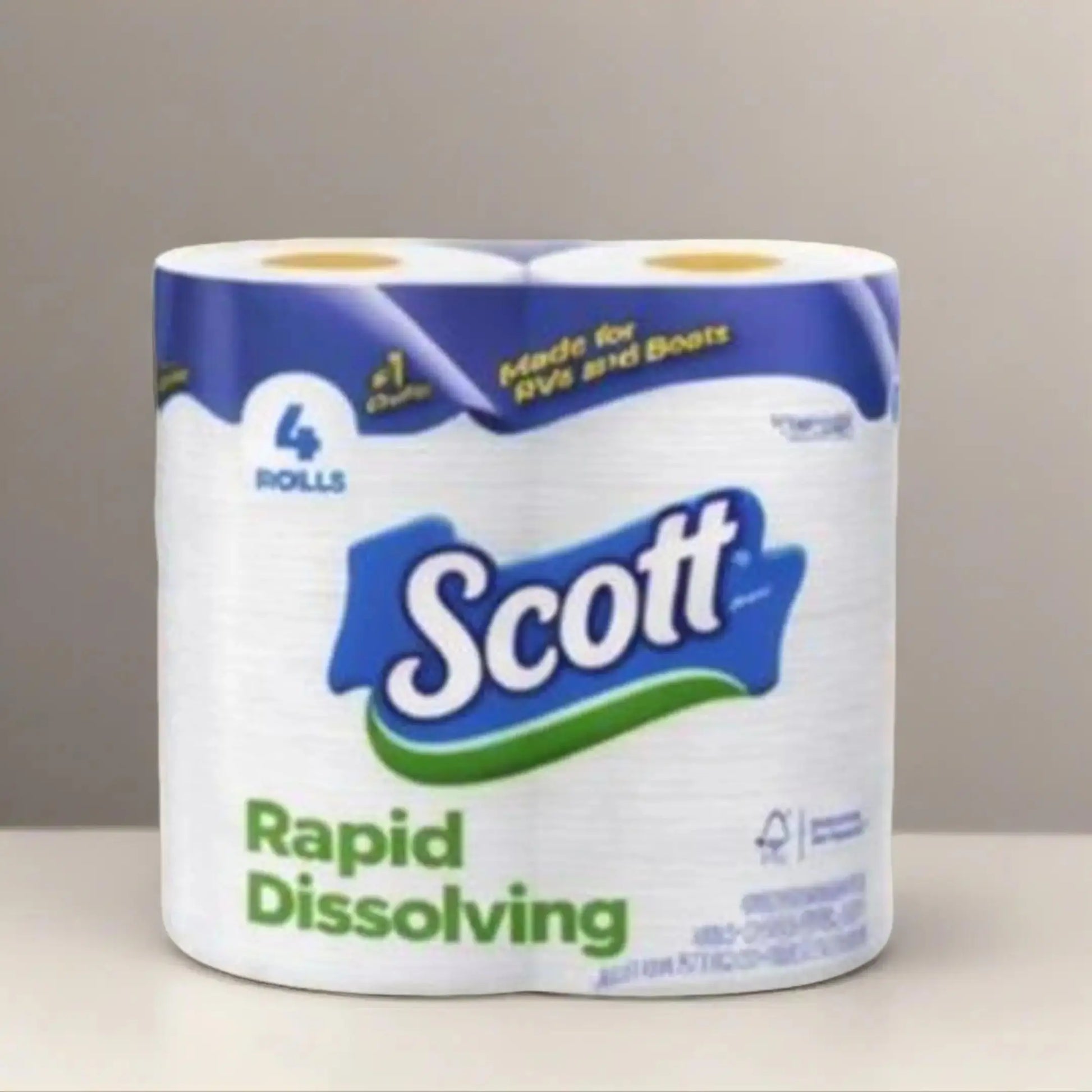 Scott Rapid-Dissolving Toilet Paper, 4 Double Rolls Pack Scott