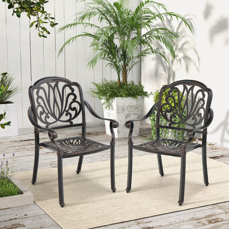 Upgrade your outdoor space with these stylish 2-piece cast aluminum dining chairs featuring comfy armrests! 🌞✨ #PatioPerfection #OutdoorLiving