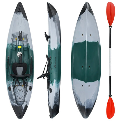 Experience Ultimate Adventure with the Single Sit-On-Top Fishing Kayak Featuring Rod Holders & Paddle!