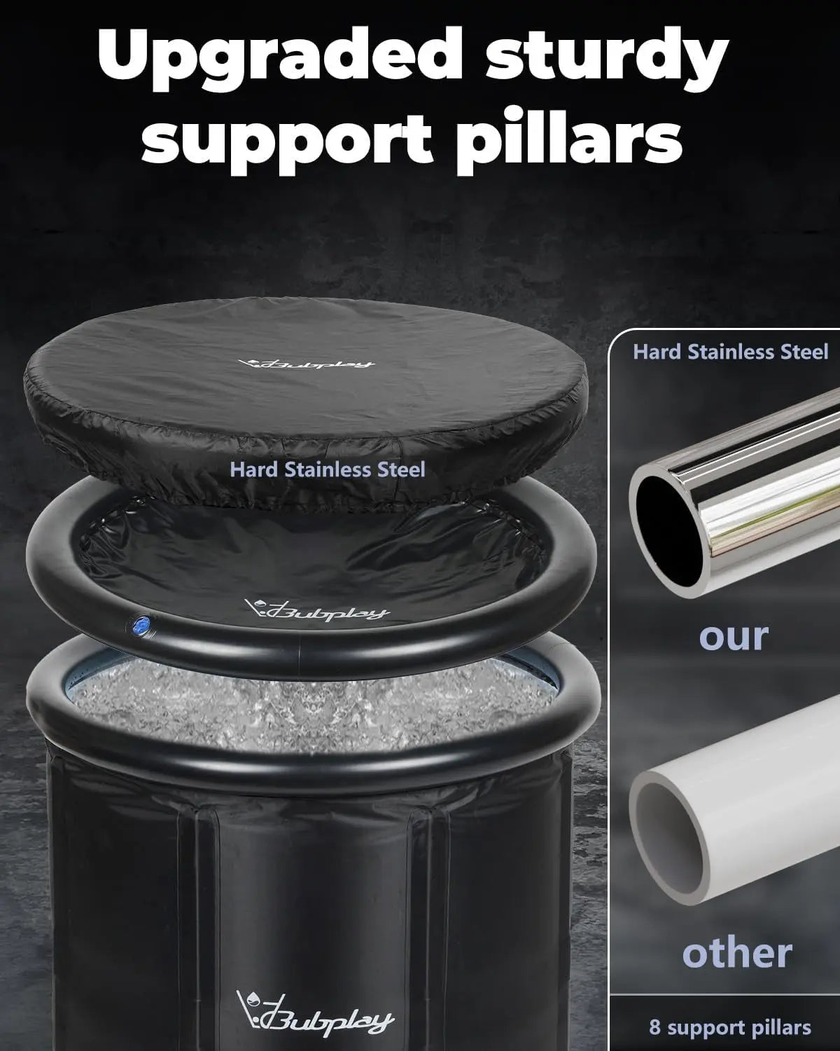 XL Ice Bath Tub for Athletes & Adults - 105 Gallons Ice Tub, Cold Plunge Tub with Cover for Indoor Outdoor, Ice Plunge Tub for Recovery & Cold Water Therapy - Black