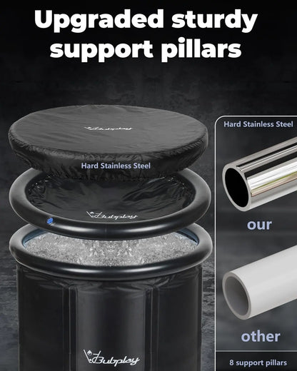 XL Ice Bath Tub for Athletes & Adults - 105 Gallons Ice Tub, Cold Plunge Tub with Cover for Indoor Outdoor, Ice Plunge Tub for Recovery & Cold Water Therapy - Black