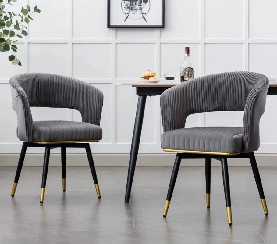 Janalyn Swivel Velvet Dining Chair Upholstered Back Arm Chair