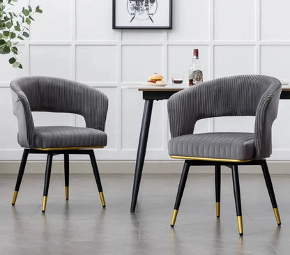 Janalyn Swivel Velvet Dining Chair Upholstered Back Arm Chair