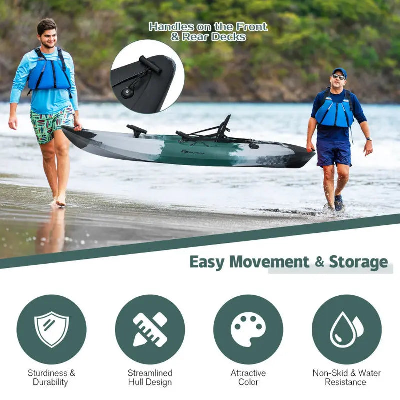 Explore the Waters: Versatile Sit-On-Top Fishing Kayak with Rod Holders & Paddle