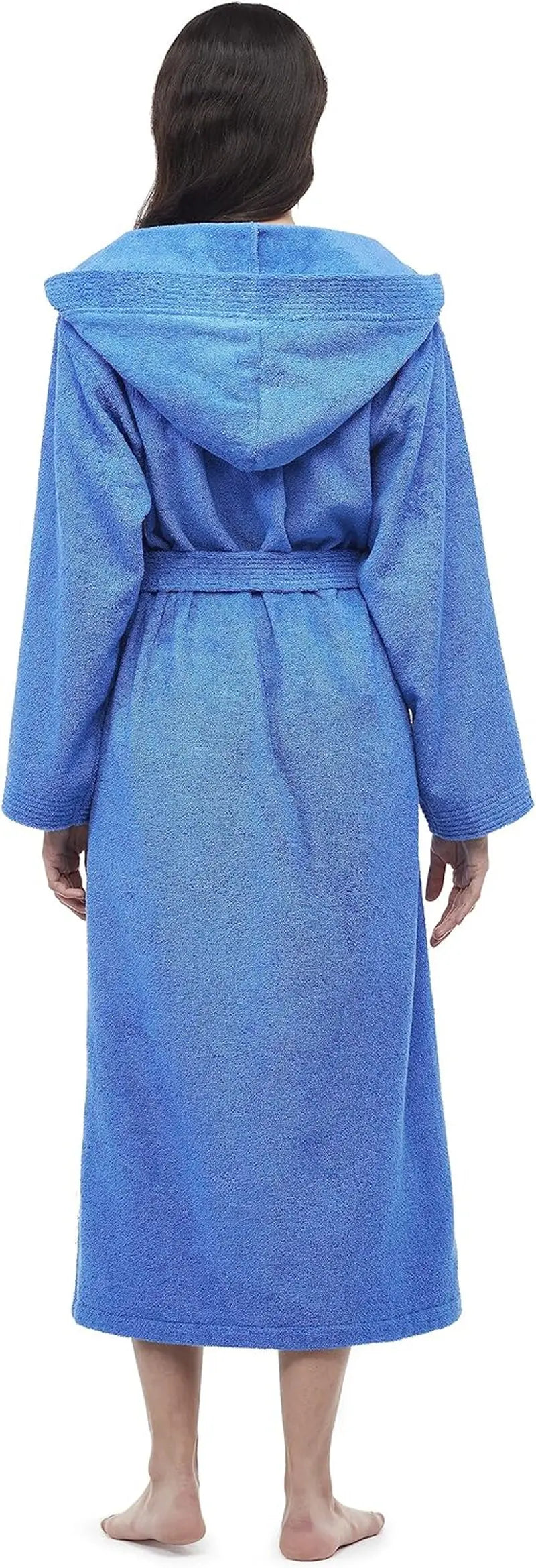 Women'S Pacific Hooded Turkish Cotton Bath Robe with Full Length Options