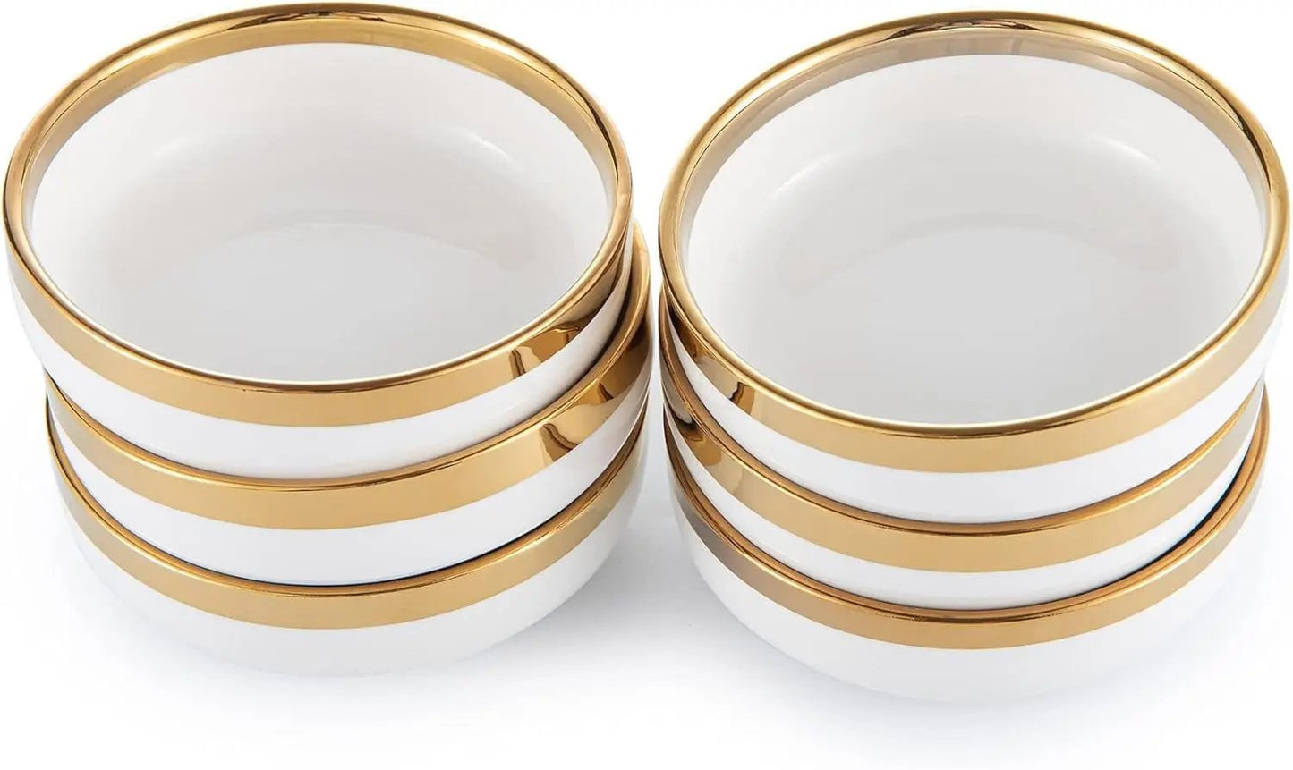 Set of 6 Porcelain Ceramic Dipping Bowls for Sauces, Condiments, and Seasonings