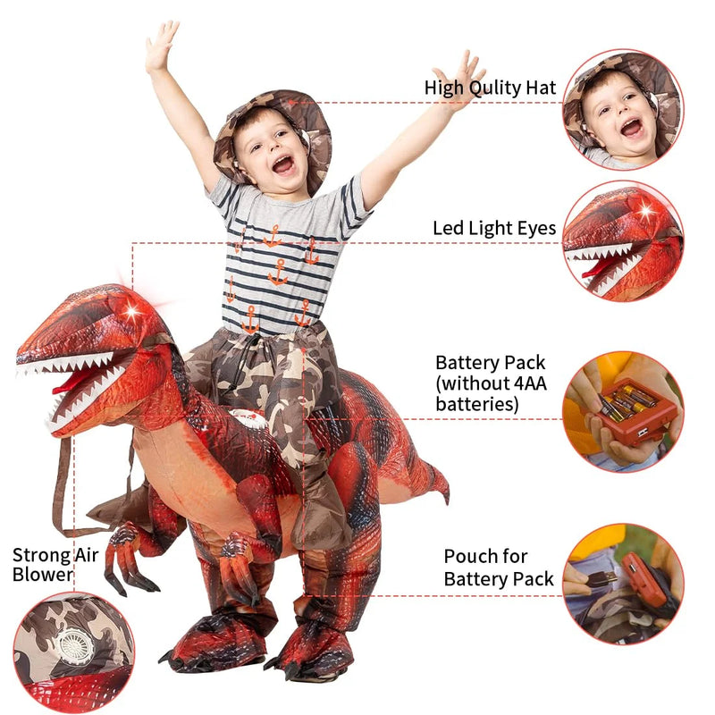 Get Ready to ROAR! 🦖 48" Inflatable Dinosaur Costume for Kids - Perfect for Halloween Fun & Epic Cosplay! 🎉