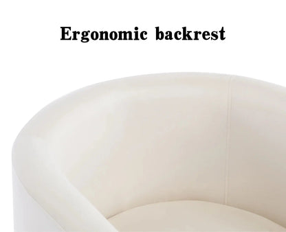 Modern Velvet Dining Chair, Mid-Century Upholstered Barrel Kitchen Chairs Fabric Side Chair with Metal Legs and Curved Back for Living Room Dining Room Bedroom, White