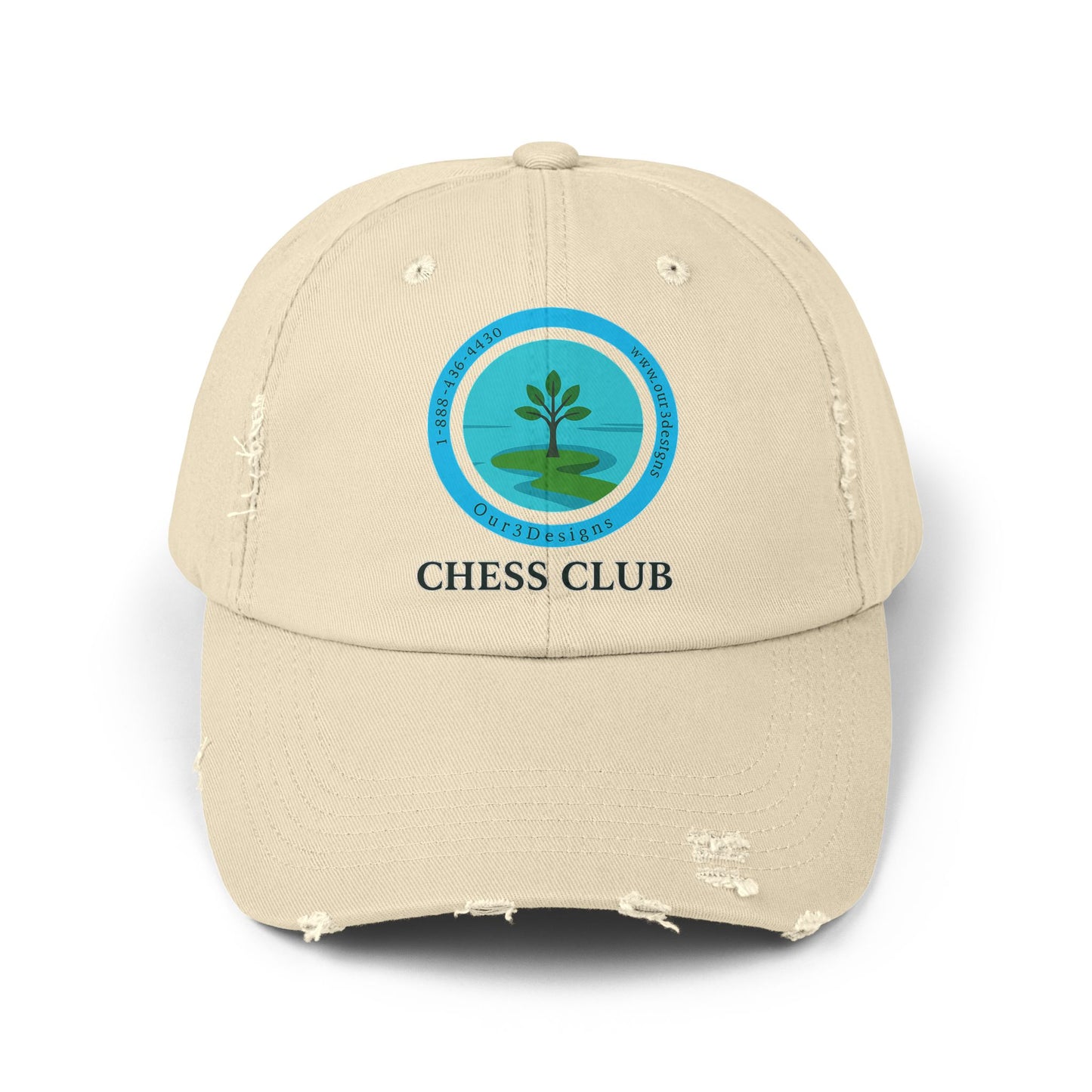 Unisex Distressed Cap - Chess Club Design