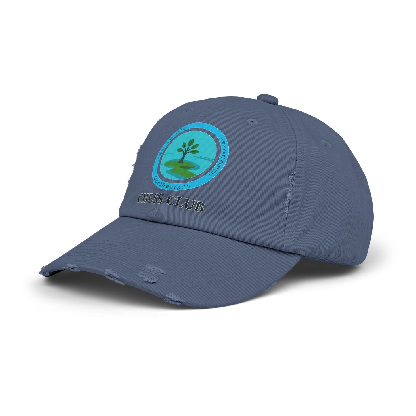 Unisex Distressed Cap - Chess Club Design