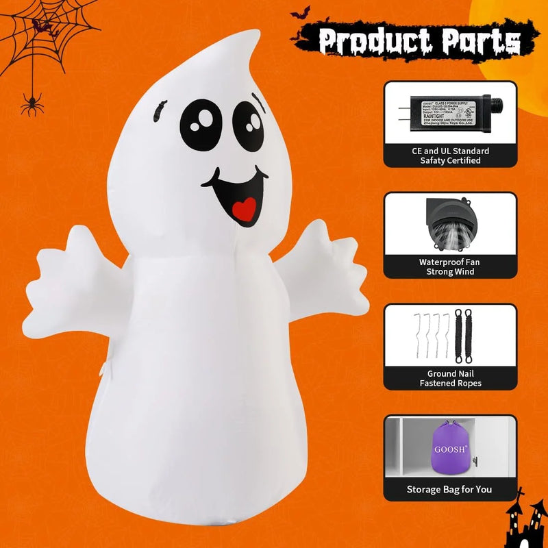 Spookify Your Halloween! 🎃👻 5 FT Inflatable Ghost with LED Lights - Perfect for Outdoor Festivities! #HalloweenDecor #SpookySeason