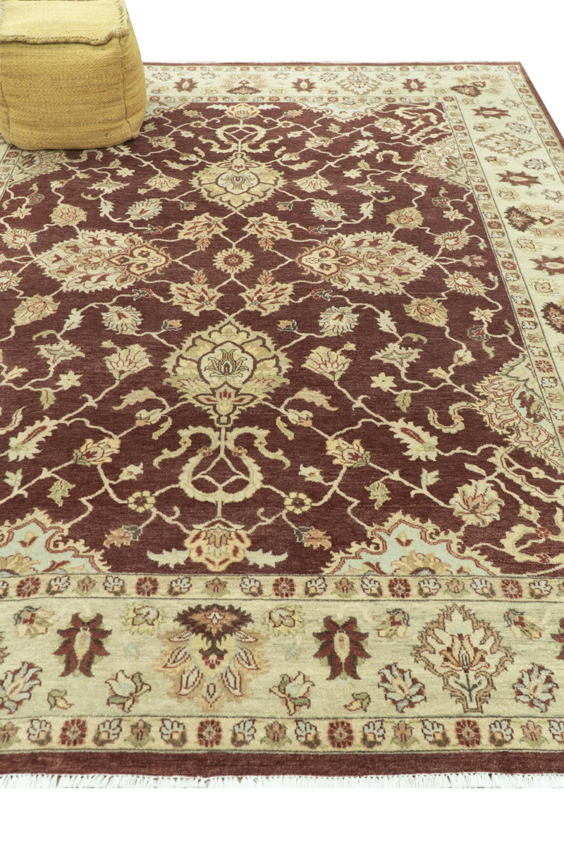 8X10 Fine Hand Knotted Rust And Gold Traditional Design Wool Rug The Rug Decor