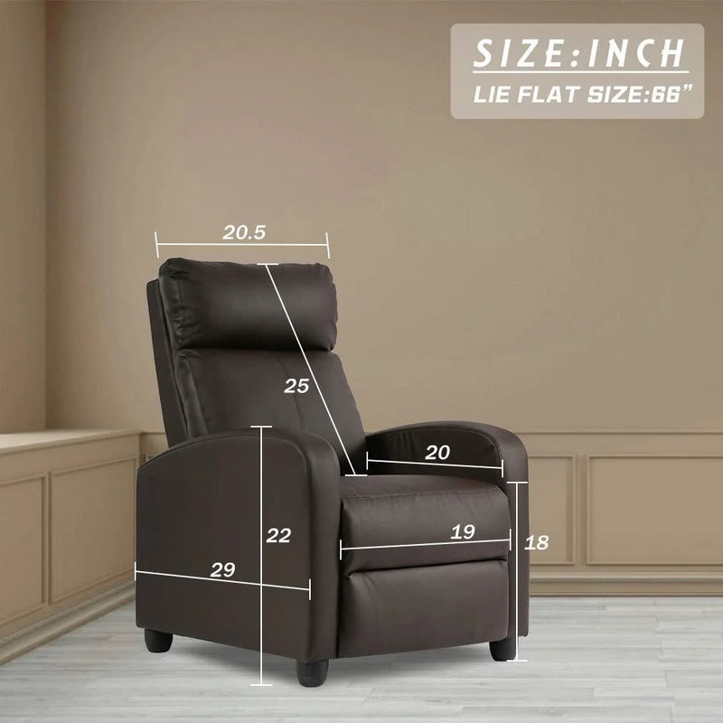 Wingback Sofa Reclining Chair with Massage Function,Brown