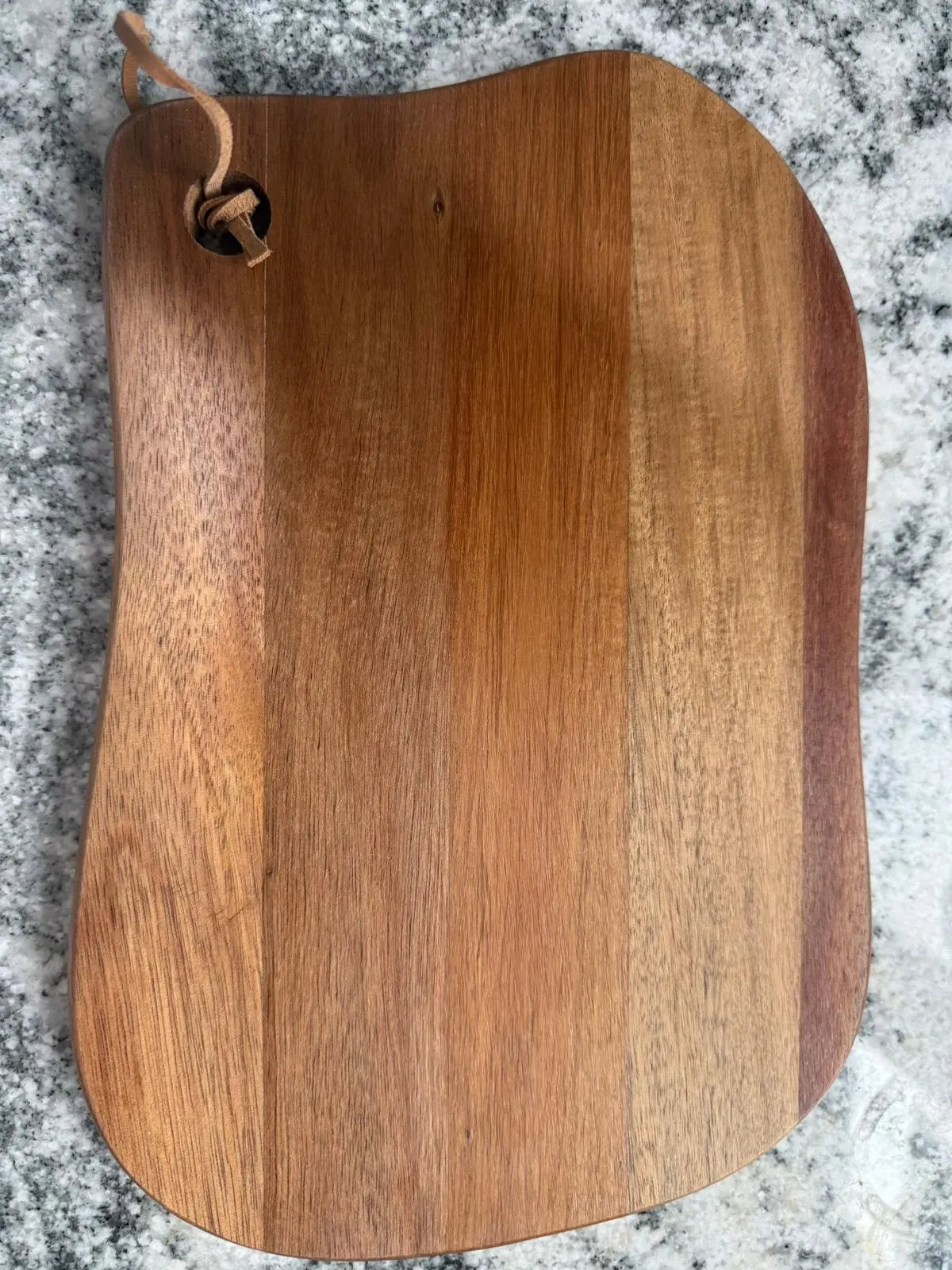 Handmade Walnut Cutting Board 11"x7.75" – Charcuterie, Cheese, Serving Board with Leather Loop – Housewarming, Hostess Gift - Our3Designs