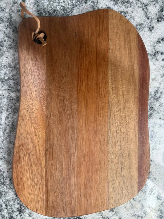Handmade Walnut Cutting Board 11"x7.75" – Charcuterie, Cheese, Serving Board with Leather Loop – Housewarming, Hostess Gift - Our3Designs