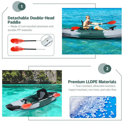 Explore the Waters: Versatile Sit-On-Top Fishing Kayak with Rod Holders & Paddle