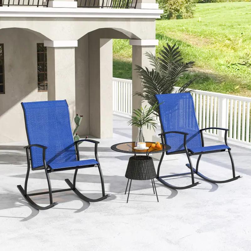Cozy Up Your Outdoors: 2-Piece Rocking Chair Set with Breathable Backrest! 🌿🪑✨