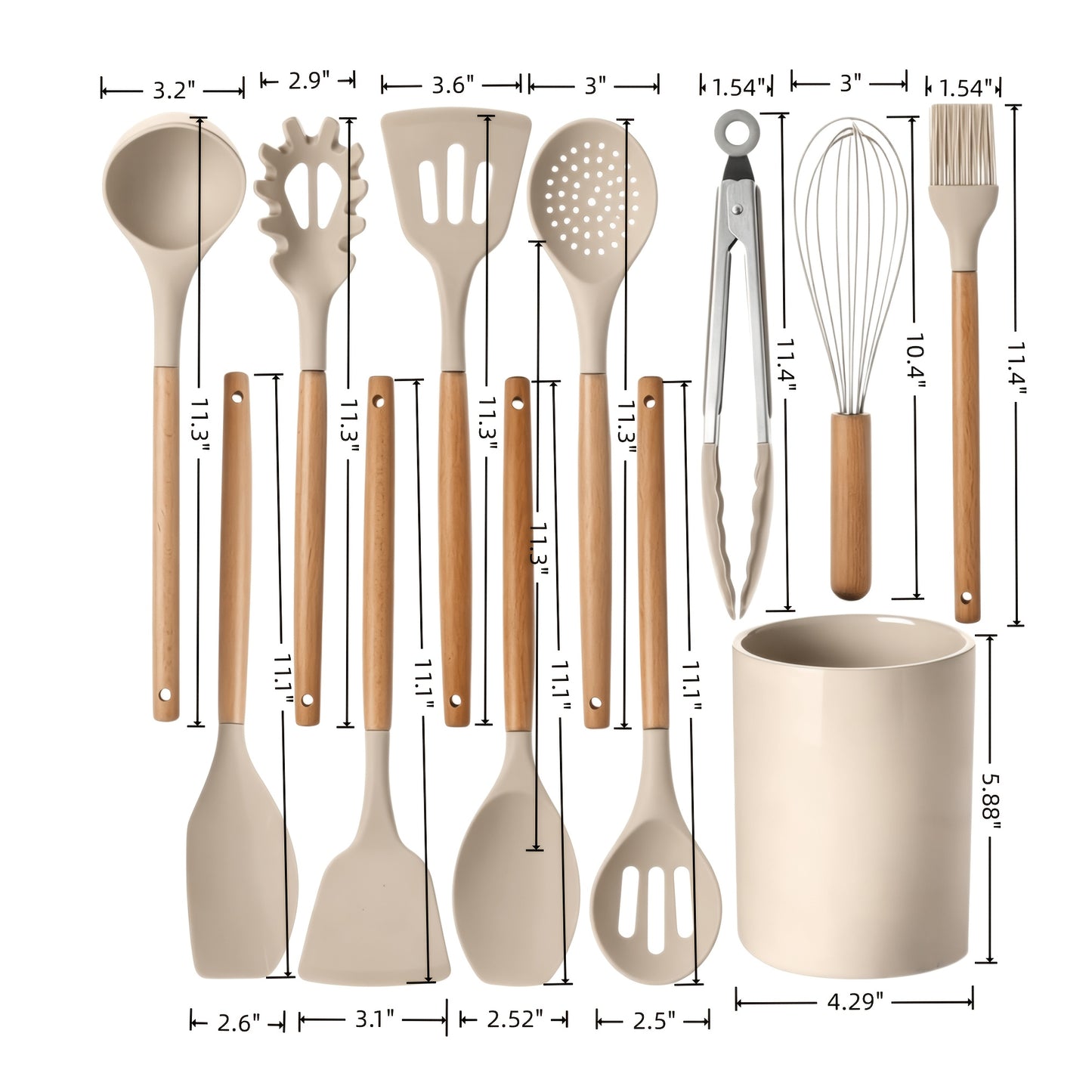 12pcs Silicone Cooking Kitchen Utensils Set with Wooden Handle