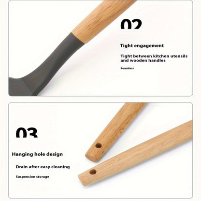 12pcs Silicone Cooking Kitchen Utensils Set with Wooden Handle