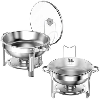 Elevate Your Events with Our 2-Pack 5QT Stainless Steel Chafing Dish Set - Perfect for Buffets, Weddings, and More! 🍽️✨