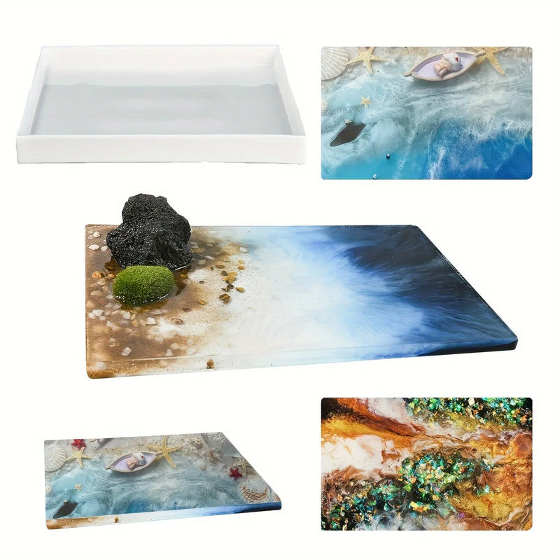 Reusable Large Rectangle Silicone Mold for Epoxy Resin River Table and Resin Art – Ideal for Specialty Plates, Trays, Woodworking, and Coffee Tables Our3Designs
