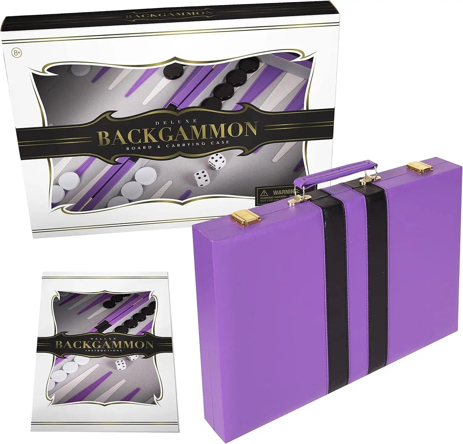 Tiny Backgammon Battle Kit: War of Wits for Grown-Ups & Mini-Mes - Comes with Fancy Leather Fortress & Secret Battle Tips (Purple Power!)