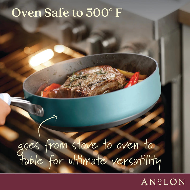 Achieve 8 Piece Hard Anodized Nonstick Pots and Pans Set, Teal