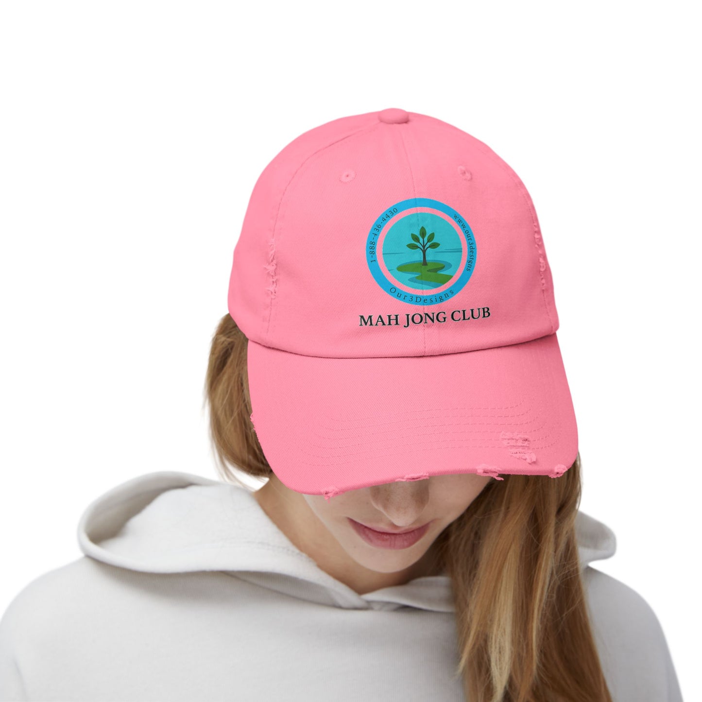 Unisex Distressed Cap - Mah Jong Club Hat for Casual Wear