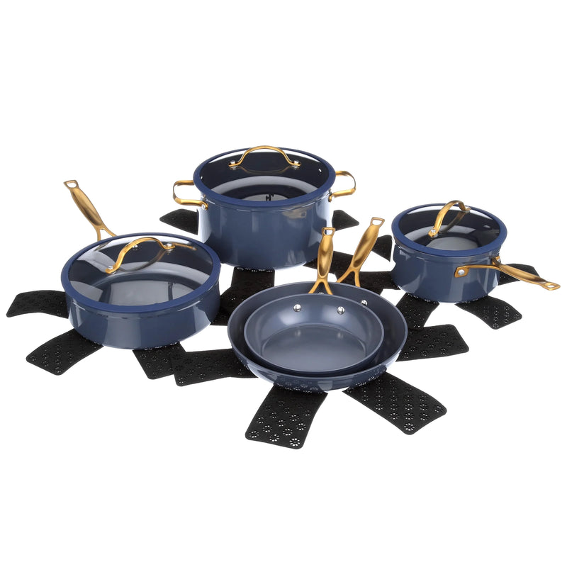 12-Piece Non-Stick Cookware Set, Signature Collection Pots and Pans Set - Blue