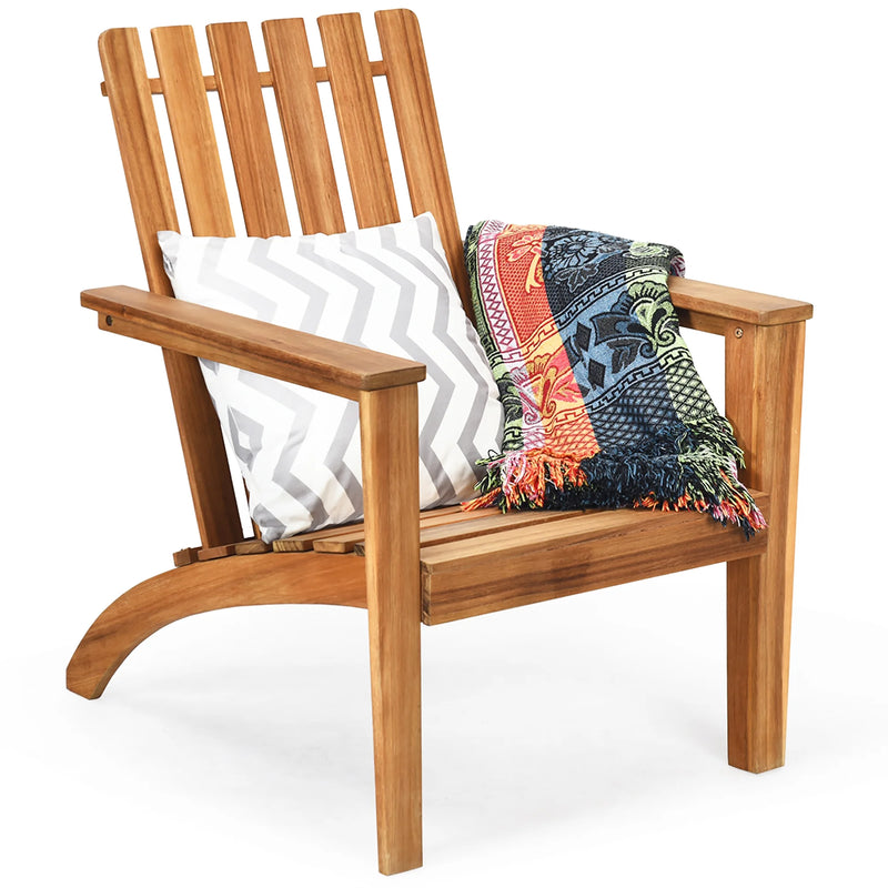 Patio Acacia Wood Adirondack Chair Lounge Armchair Sturdy Outdoor Garden Yard