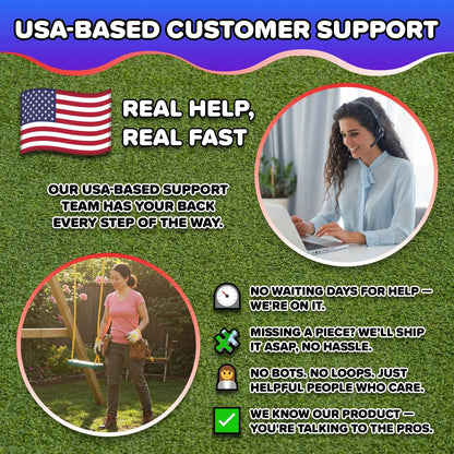 Amelia Wooden Swing Set with 2-Person Saucer Swing, 6' Slide & Play Fort - Heavy Duty & Lifetime Warranty!