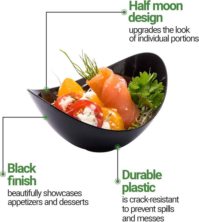 Mini Black Sauce Dishes - 100 Oval Dipping Cups for Perfect Appetizers & Parties! 🍽️✨
